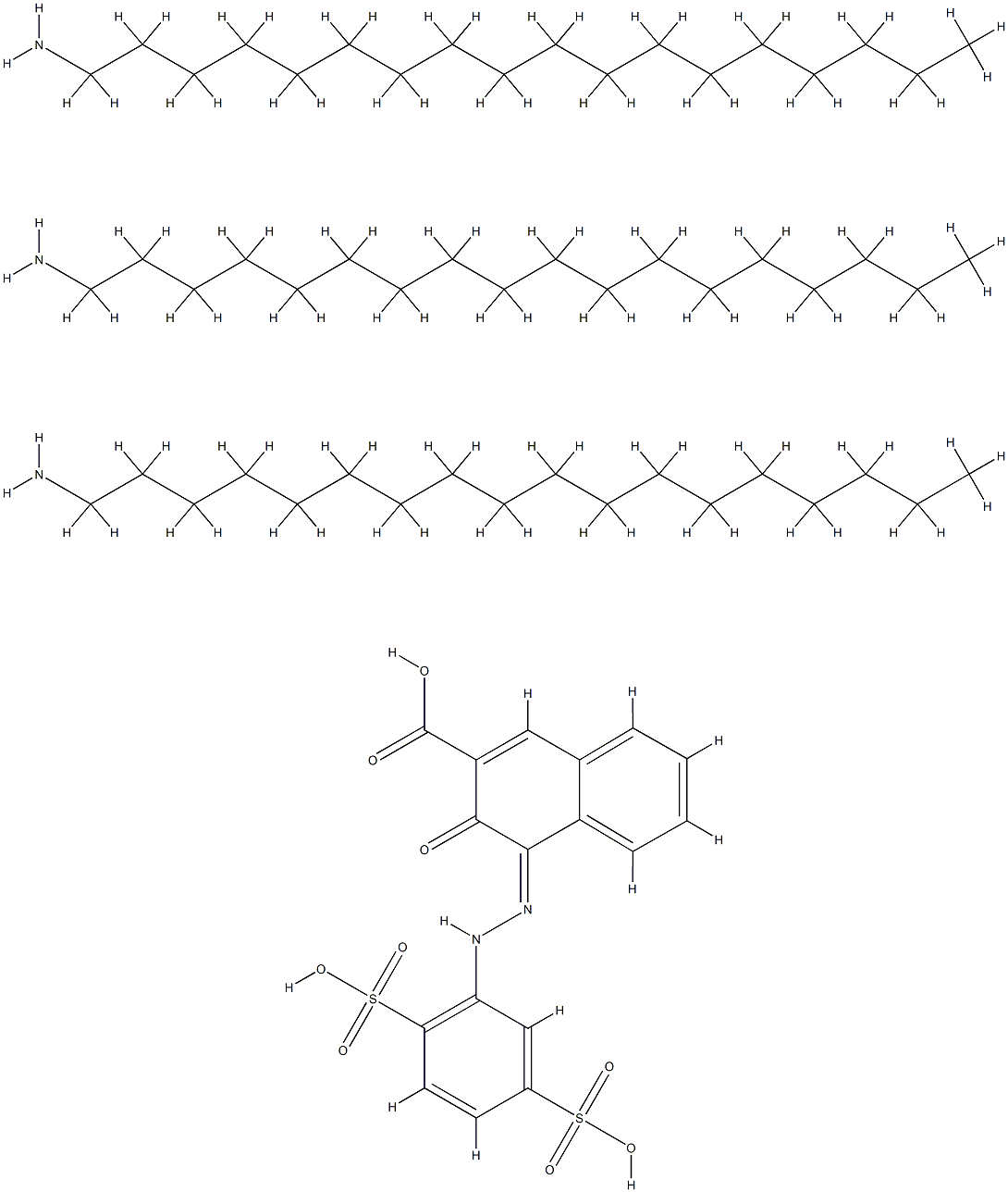 4-[(2,5-disulphophenyl)azo]-3-hydroxy-2-naphthoic acid, compound with octadecylamine (1:3) Structure