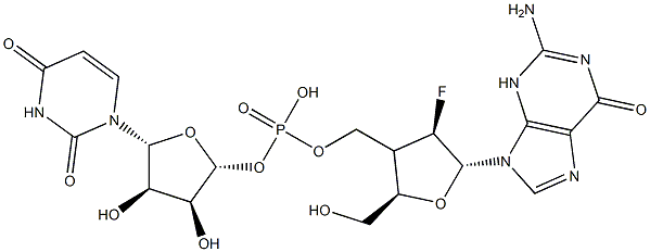2'-deoxy-2'-fluoroguanylyl-(3'-5')uridine Structure