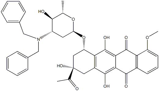 80951-48-0 5,12-Naphthacenedione, 8-acetyl-10-((3-(bis(phenylmethyl)amino)-2,3,6- trideoxy-alpha-L-arabino-hexopyranosyl)oxy)-7,8,9,10-tetrahydro-6,8,11 -trihydroxy-1-methoxy-, (8S-cis)-