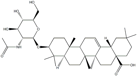 3β-[[2-(アセチルアミノ)-2-デオキシ-β-D-グルコピラノシル]オキシ]オレアナ-12-エン-28-酸 化学構造式
