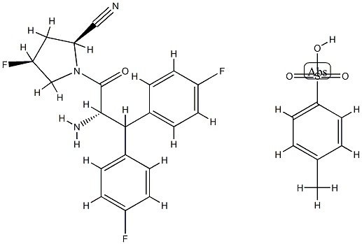 2-Pyrrolidinecarbonitrile, 1-[(2S)-2-aMino-3,3-bis(4-fluorophenyl)-1-oxopropyl]-4-fluoro-, (2S,4S)-, 4-Methylbenzenesulfonate (1:1), 811432-66-3, 结构式