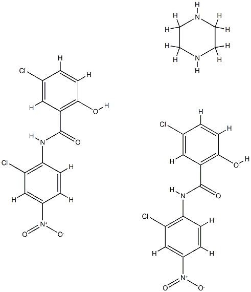 2[5-クロロ-N-(2-クロロ-4-ニトロフェニル)-2-ヒドロキシベンズアミド]・ピペラジン 化学構造式