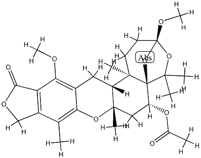 81543-01-3 (3S)-6α-Acetyloxy-1,2,3,6,7,7a,10,14,14aβ,14b-decahydro-3,13-dimethoxy-5,5,7aβ,9,14bα-pentamethyl-12H-3β,5aβ-epoxy-5H-furo[3,4-i]oxepino[4,3-a]xanthen-12-one
