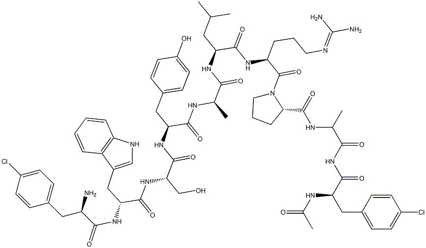 N-Ac-(4-Cl-Phe)(1)-(4-Cl-Phe)(2)-Trp(3)-Lys(6)-AlaNH2(10)-LHRH Structure