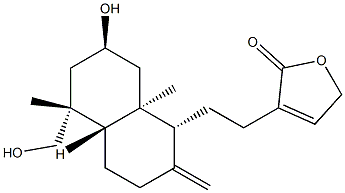 (-)-3-[2-[(1R,4aβ)-Decahydro-7β-hydroxy-5α-hydroxymethyl-5,8aα-dimethyl-2-methylenenaphthalene-1α-yl]ethyl]-2(5H)-furanone Struktur