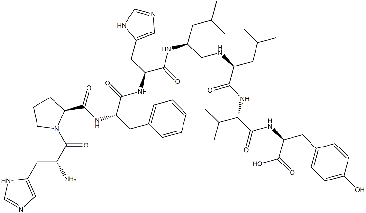 D-HIS-PRO-PHE-HIS-LEU-PSI-(CH2NH)-*LEU-V AL-TYR Struktur