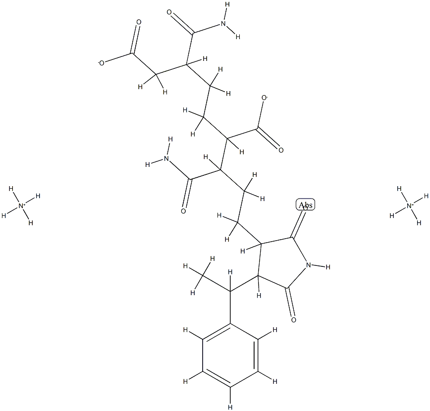 diazanium 5-carbamoyl-2-[1-carbamoyl-3-[2,5-dioxo-4-(1-phenylethyl)pyrrolidin-3-yl]propyl]heptanedioate Struktur