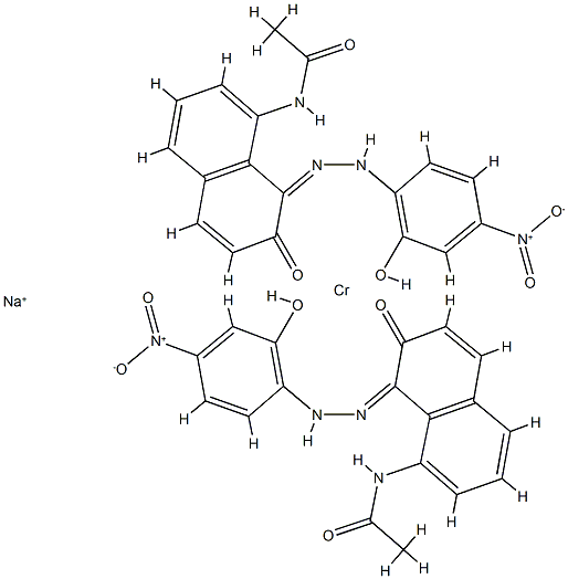 sodium bis[N-[7-hydroxy-8-[(2-hydroxy-4-nitrophenyl)azo]-1-naphthyl]acetamidato(2-)]chromate1-) 结构式