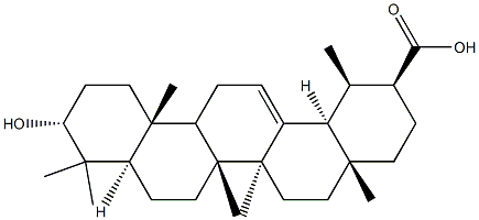 [18α,20β,(+)]-3α-ヒドロキシウルサ-12-エン-30-酸 化学構造式