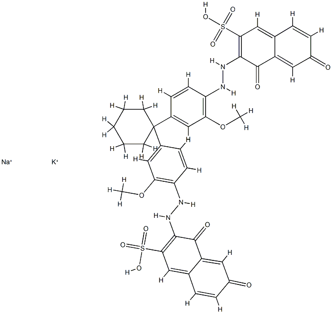 3,3'-[cyclohexylidenebis[(2-methoxy-p-phenylene)azo]]bis[4,6-dihydroxynaphthalene-2-sulphonic] acid, potassium sodium salt,83249-59-6,结构式