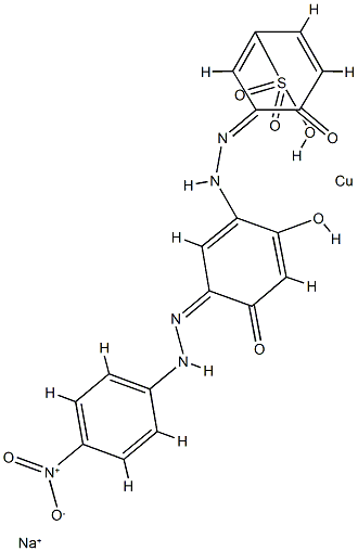 sodium [3-[[2,4-dihydroxy-5-[(4-nitrophenyl)azo]phenyl]azo]-4-hydroxybenzenesulphonato(3-)]cuprate(1-) Structure