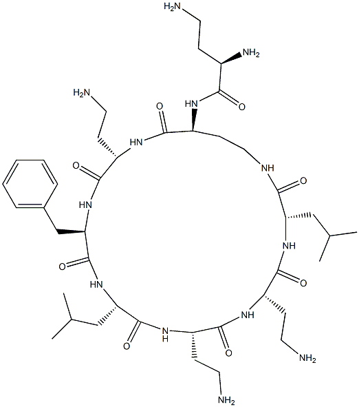 N2-D-DAB-Cyclo[L-DAB*-L-DAB-D-Phe-L-Leu-L-DAB-L-DAB-L-Leu-] Struktur