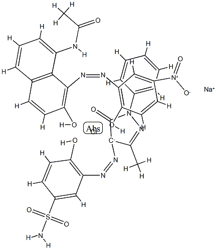 sodium [3-[(4,5-dihydro-3-methyl-5-oxo-1-phenyl-1H-pyrazol-4-yl)azo]-4-hydroxybenzenesulphonamidato(2-)][N-[7-hydroxy-8-[(2-hydroxy-5-nitrophenyl)azo]-1-naphthyl]acetamidato(2-)]chromate(1-) 结构式