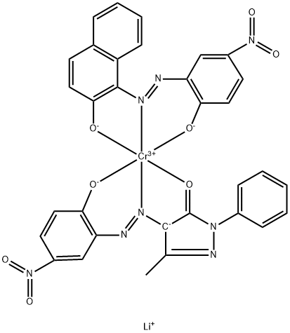 lithium [2,4-dihydro-4-[(2-hydroxy-5-nitrophenyl)azo]-5-methyl-2-phenyl-3H-pyrazol-3-onato(2-)][1-[(2-hydroxy-5-nitrophenyl)azo]-2-naphtholato(2-)]chromate(1-) Structure