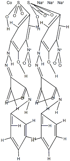 trisodium bis[4-hydroxy-3-nitro-5-[[2-oxo-1-[(phenylamino)carbonyl]propyl]azo]benzenesulphonato(3-)]cobaltate(3-) 结构式