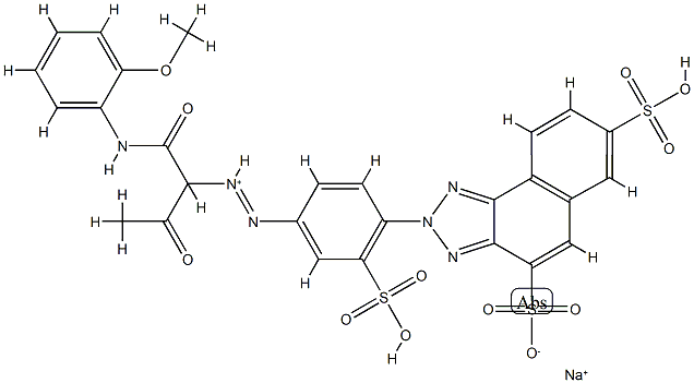 dihydrogen -2-[4-[[1-[(o-anisidino)carbonyl]-2-oxopropyl]azo]-3-sulphophenyl]-4,7-disulpho-1H-naphtho[1,2-d]triazolium, sodium salt 结构式