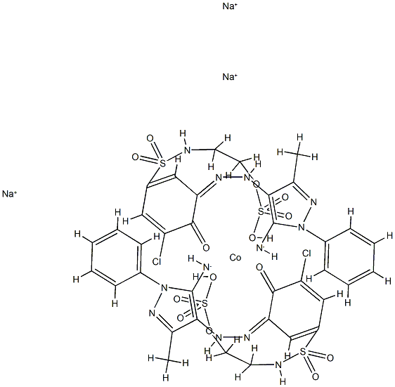 trisodium bis[3-[(5-amino-3-methyl-1-phenyl-1H-pyrazol-4-yl)azo]-5-chloro-4-hydroxy-N-[2-(sulphooxy)ethyl]benzenesulphonamidato(3-)]cobaltate(3-),83804-04-0,结构式