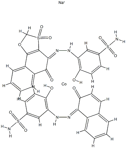 sodium [4-hydroxy-3-[(2-hydroxy-1-naphthyl)azo]benzenesulphonamidato(2-)][4-hydroxy-3-[(5-hydroxynaphth[2,1-d]-1,3-oxathiol-4-yl)azo] benzenesulphonamide S,S-dioxidato(2-)]cobaltate(1-)  Struktur