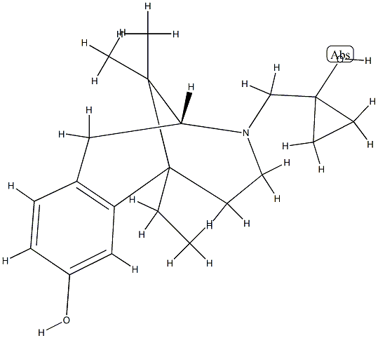 rac-(2R*)-6-エチル-1,2,3,4,5,6-ヘキサヒドロ-3-[(1-ヒドロキシシクロプロピル)メチル]-11,11-ジメチル-2,6-メタノ-3-ベンゾアゾシン-8-オール 化学構造式