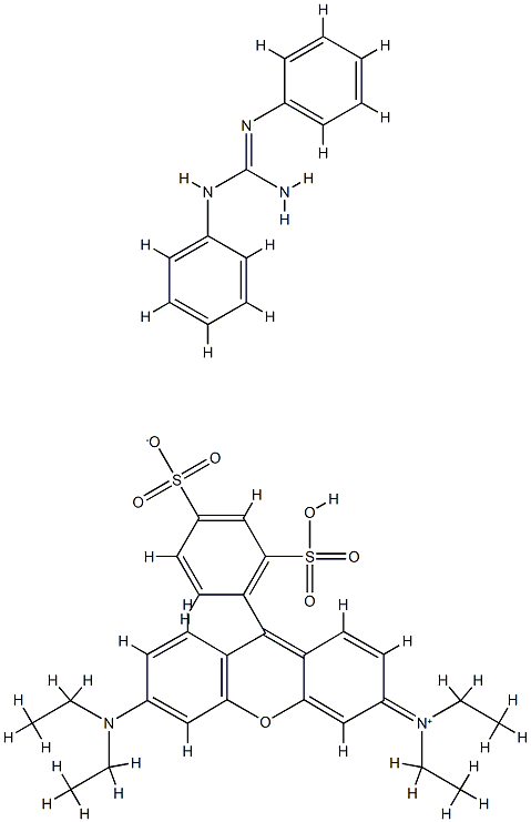 hydrogen 3,6-bis(diethylamino)-9-(2,4-disulphonatophenyl)xanthylium, compound with N,N'-diphenylguanidine (1:1)  Struktur