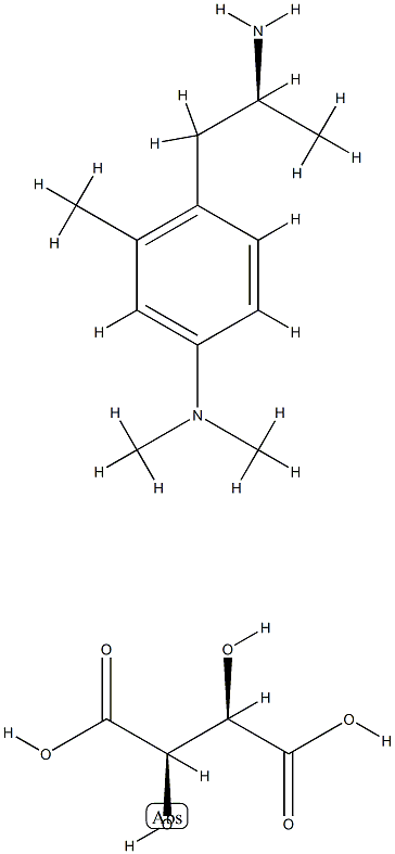 Benzeneethanamine, 4-(dimethylamino)-alpha,2-dimethyl-, (alphaS)-, (2R,3R)-2,3-dihydroxybutanedioate (1:1) 化学構造式