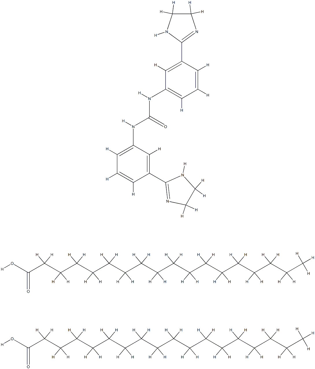 stearic acid, compound with N,N'-bis[3-(4,5-dihydro-1H-imidazol-2-yl)phenyl]urea (2:1) Structure