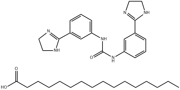 palmitic acid, compound with N,N'-bis[3-(4,5-dihydro-1H-imidazol-2-yl)phenyl]urea (2:1) Structure