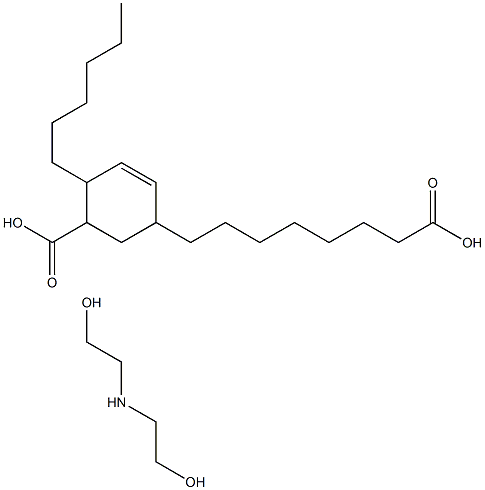 5(or 6)-carboxy-4-hexylcyclohex-2-ene-1-octanoic acid, compound with 2,2'-iminodiethanol (1:1) 化学構造式