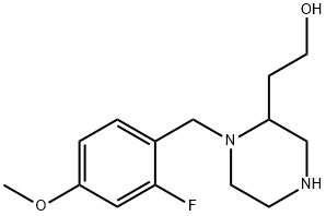 2-[1-(2-fluoro-4-methoxybenzyl)-2-piperazinyl]-1-ethanol Struktur