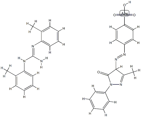 4-[(4,5-dihydro-3-methyl-5-oxo-1-phenyl-1H-pyrazol-4-yl)azo]benzenesulphonic acid, compound with N,N'-di-o-tolylguanidine (1:1) Struktur