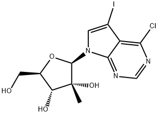 4-Chloro-5-iodo-7-(2-C-methyl-beta-D-ribofuranosyl)-7H-pyrrolo[2,3-d]pyrimidine Struktur