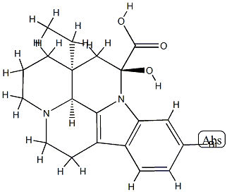 Eburnamenine-14-carboxylic acid, 11-bromo-14,15-dihydro-14-hydroxy-, (3伪,14尾,16伪)-, 84964-13-6, 结构式