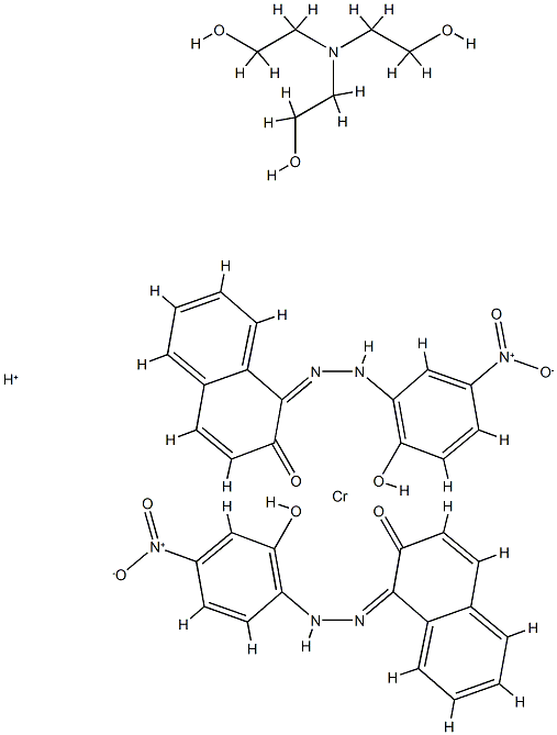 hydrogen [1-[(2-hydroxy-4-nitrophenyl)azo]-2-naphtholato(2-)][1-[(2-hydroxy-5-nitrophenyl)azo]-2-naphtholato(2-)]chromate(1-) , compound with 2,2',2''-nitrilotris[ethanol] (1:1) Structure