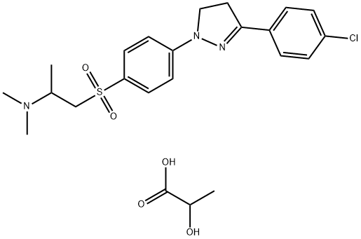 85154-08-1 lactic acid, compound with 2-[[4-[3-(4-chlorophenyl)-4,5-dihydro-1H-pyrazol-1-yl]phenyl]sulphonyl]-1,N,N-trimethylethylamine (1:1)