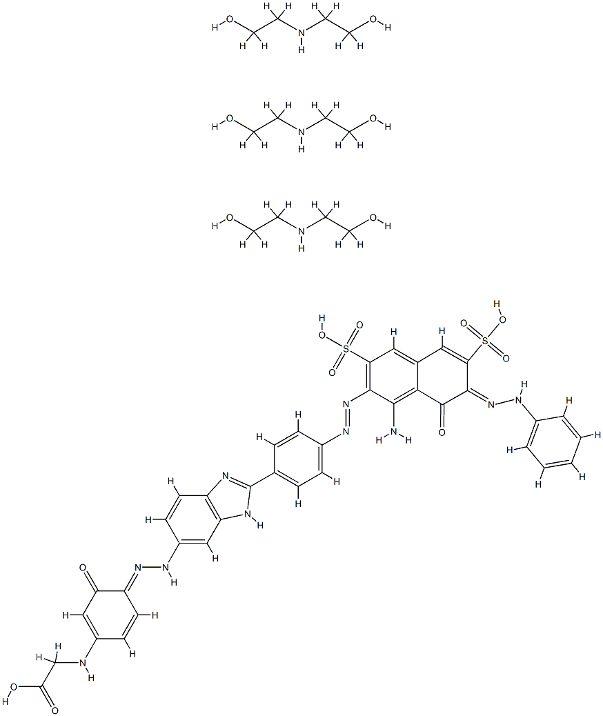 N-[4-[[2-[4-[[1-amino-8-hydroxy-2-naphthyl-7-phenylazo-3,6-disulpho]azo]phenyl]-1H-benzimidazol-5-yl]azo]-3-hydroxyphenyl]glycine, compound with 2,2'-iminobisethanol (1:3),85169-18-2,结构式