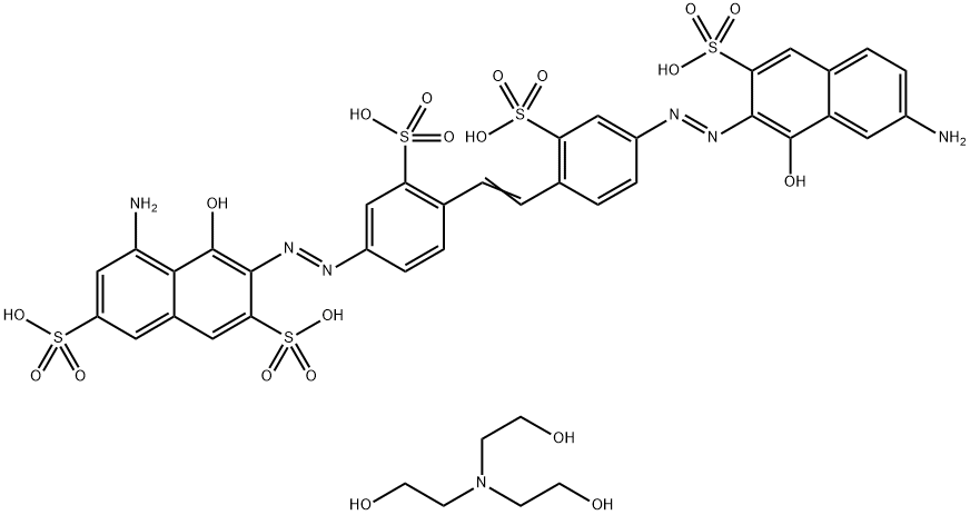 2,7-Naphthalenedisulfonic acid, 5-amino-3-[[4-[2-[4-[(7-amino-1-hydroxy-3-sulfo-2-naphthalenyl)azo]-2-sulfophenyl]ethenyl]-3-sulfophenyl]azo]-4-hydroxy-, potassium salt, compd. with 2,2',2''-nitrilotris[ethanol] Structure
