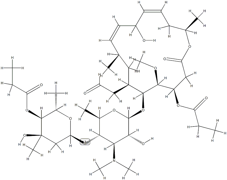 9,10-Didehydro-9-deoxy-10,11-dihydro-11-hydroxyleucomycin V 3,4''-dipropionate Structure