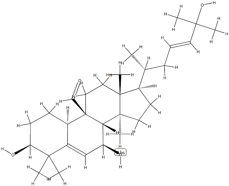 3beta,7beta,25-Trihydroxycucurbita-5,23(E)-dien-19-al,85372-65-2,结构式