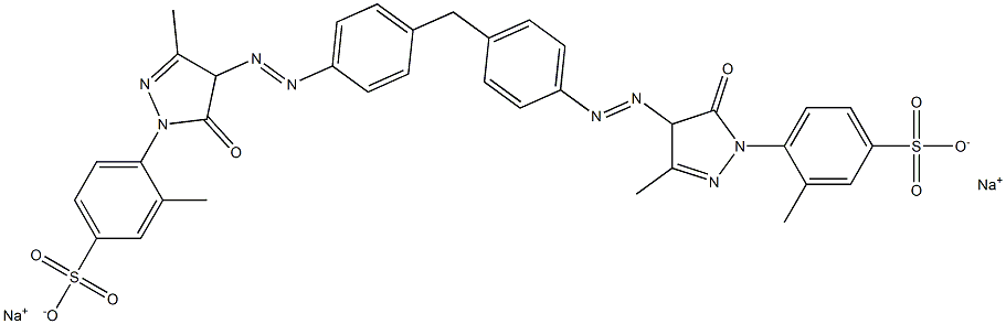 sodium 4,4'-[methylenebis[4,1-phenyleneazo(4,5-dihydro-3-methyl-5-oxo-1H-pyrazole-4,1-diyl)]]bis(3-methylbenzenesulphonate Struktur