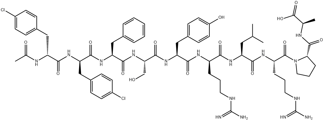 LHRH, N-Ac-(4-Cl-Phe)(1,2)-Phe(3)-Arg(6)-AlaNH2(10)-,85416-56-4,结构式