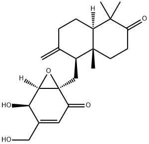 [1R,6R,(+)]-1α-[[(1S,4aR)-Decahydro-5,5,8aβ-trimethyl-2-methylene-6-oxonaphthalene-1β-yl]methyl]-5β-hydroxy-4-(hydroxymethyl)-7-oxabicyclo[4.1.0]hepta-3-ene-2-one 结构式