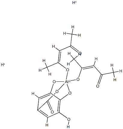 dihydrogen bis(pentane-2,4-dionato-O,O')[3,4,5-trihydroxybenzoato(3-)-O3,O4]aluminate(2-) Structure