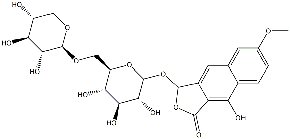 1,3-Dihydro-4-hydroxy-7-methoxy-3-oxonaphtho[2,3-c]furan-1-yl 6-O-β-D-xylopyranosyl-β-D-glucopyranoside Structure