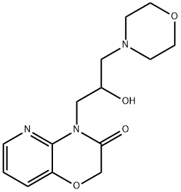 10-(2-hydroxy-3-morpholin-4-yl-propyl)-7-oxa-2,10-diazabicyclo[4.4.0]d eca-2,4,11-trien-9-one 化学構造式