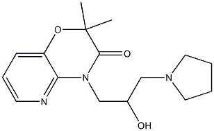 10-(2-hydroxy-3-pyrrolidin-1-yl-propyl)-8,8-dimethyl-7-oxa-2,10-diazab icyclo[4.4.0]deca-2,4,11-trien-9-one 化学構造式