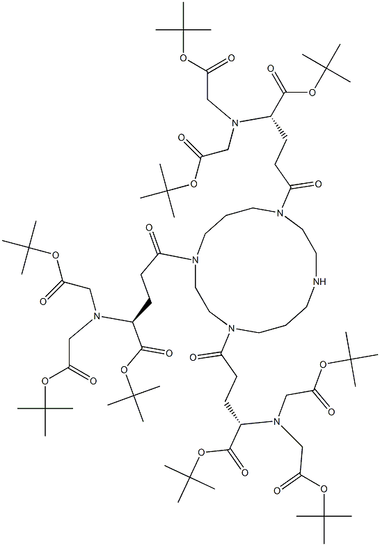 (α1S,α4S,α8S)-α,α',α''-Tris[bis[2-(1,1-diMethylethoxy)-2-oxoethyl]aMino]-δ,δ',δ''-trioxo-1,4,8,11-tetraazacyclotetradecane-1,4,8-tripentanoic Acid 1,4,8-Tris(1,1-diMethylethyl) Ester Structure