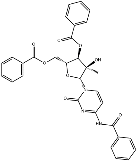 (2R,3R,4R,5R)-5-(4-苯甲酰氨基-2-氧代嘧啶-1(2H)-基)-2-((苯甲酰氧基)甲基)-4-羟基-4-甲基四氢呋喃-3-基苯甲酸酯,863329-64-0,结构式