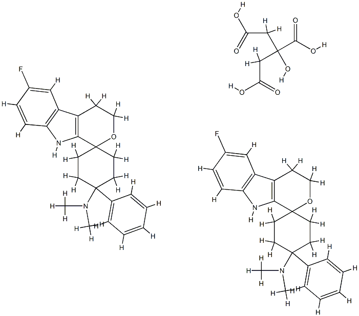 863513-92-2 (1ALPHA,4BETA)-6'-氟-4',9'-二氢-N,N-二甲基-4-苯基-螺[环己烷-1,1'(3'H)-吡喃并[3,4-B]吲哚]-4-胺半柠檬酸盐