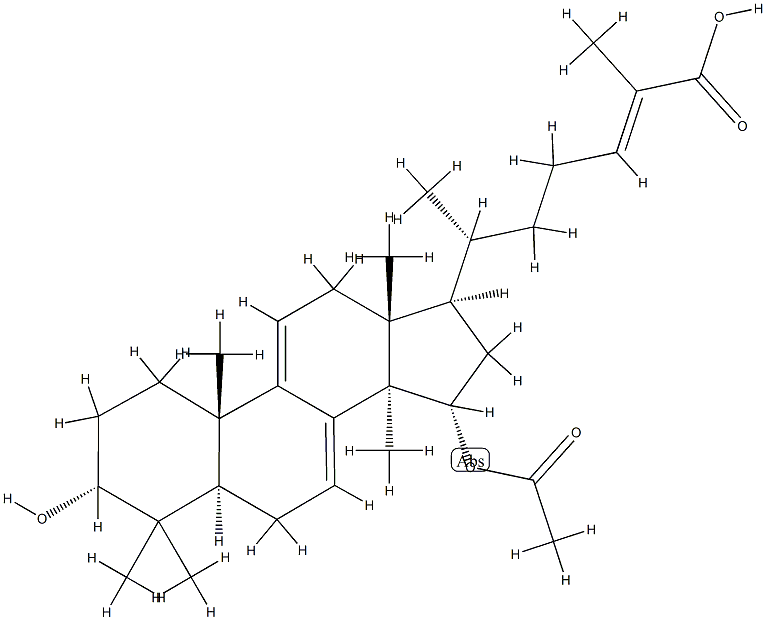 (24E)-15α-アセチルオキシ-3α-ヒドロキシ-5α-ラノスタ-7,9(11),24-トリエン-26-酸 化学構造式