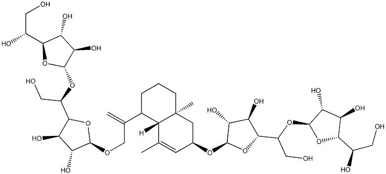 [(2R)-6β-[1-[[(5-O-β-D-Galactofuranosyl-β-D-galactofuranosyl)oxy]methyl]ethenyl]-1,2,4aβ,5,6,7,8,8a-octahydro-4,8aα-dimethylnaphthalen-2β-yl]5-O-β-D-galactofuranosyl-β-D-galactofuranoside Struktur